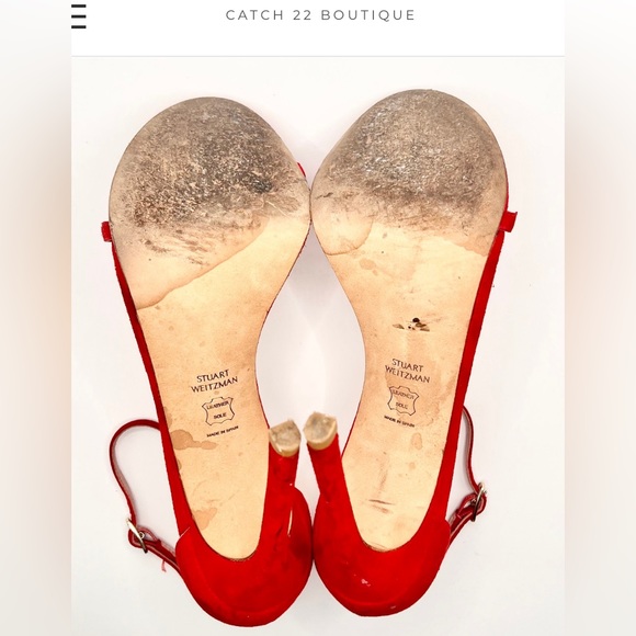 Stuart Weitzman Nudist Red Suede Ankle-Strap High Heel Sandal Sz 10 - Picture 5 of 5